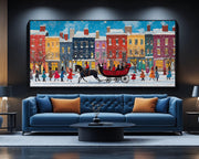 Alternate view of Black Santa Sleigh Christmas Black culture wall art canvas print