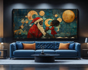 Alternate view of Santa and Girl Christmas Black culture wall art canvas print