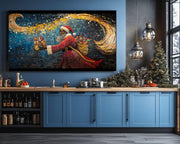 Black Santa Quilt Style Black culture wall art artwork by MoomZee Artwork