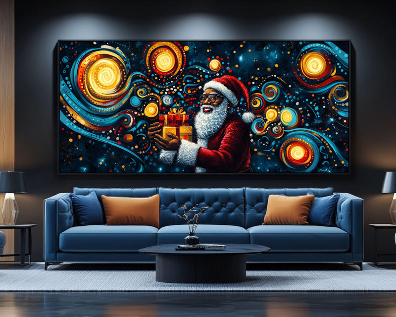 African American Wall Art Black Santa Abstract Christmas