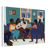 Black Family Gathering Togetherness Black family wall art canvas print by MoomZee Artwork