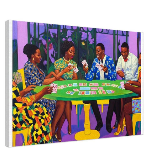 Vibrant African American Art | Black Professionals Playing Cards | Colorful Abstract Canvas | Melanin Wall Decor | Modern Home Decor