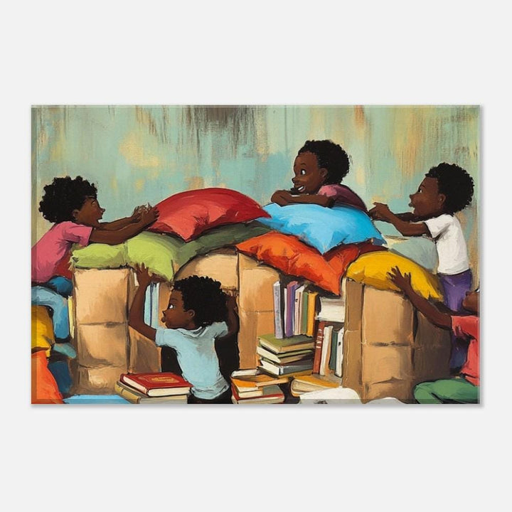 Pillow Fort black kids African American wall art featuring vibrant colors and playful designs for a joyful atmosphere.