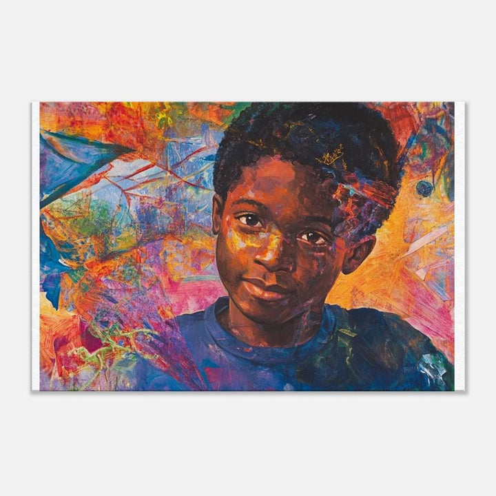 Young Black Boy Abstract Black children wall art canvas print by MoomZee Artwork