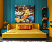 Black Children Reading Black children wall art for home decor