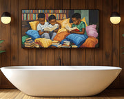 Black Children Reading Black children wall art canvas print by MoomZee Artwork