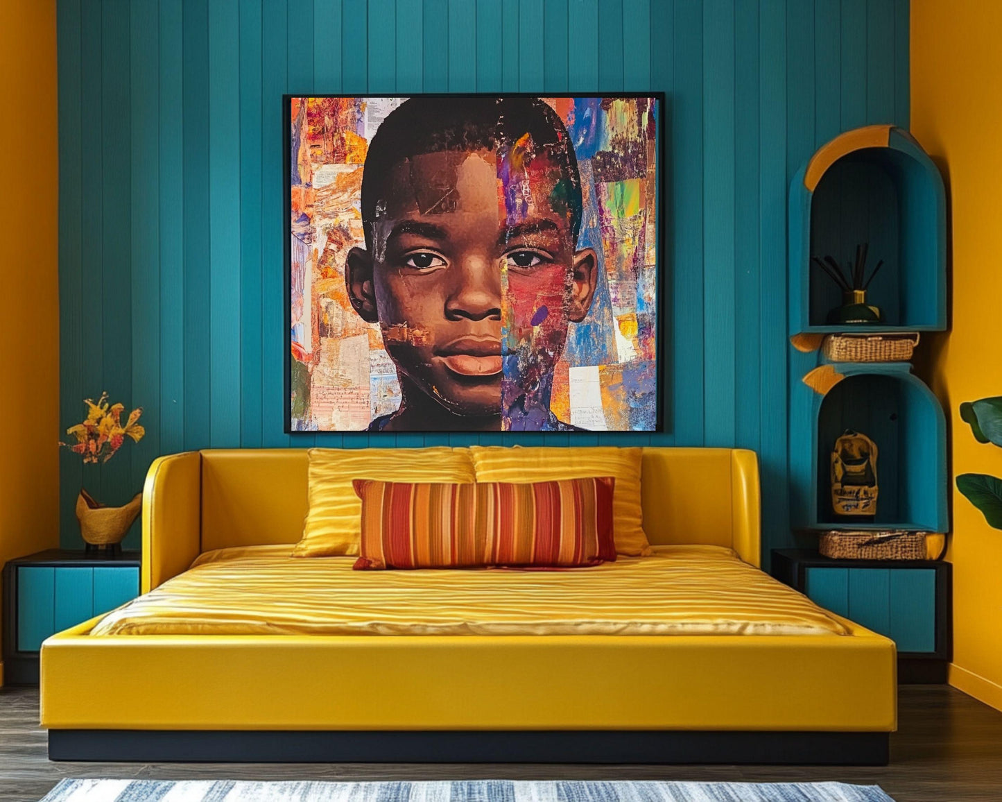 Abstract Black Boy African American Wall Art