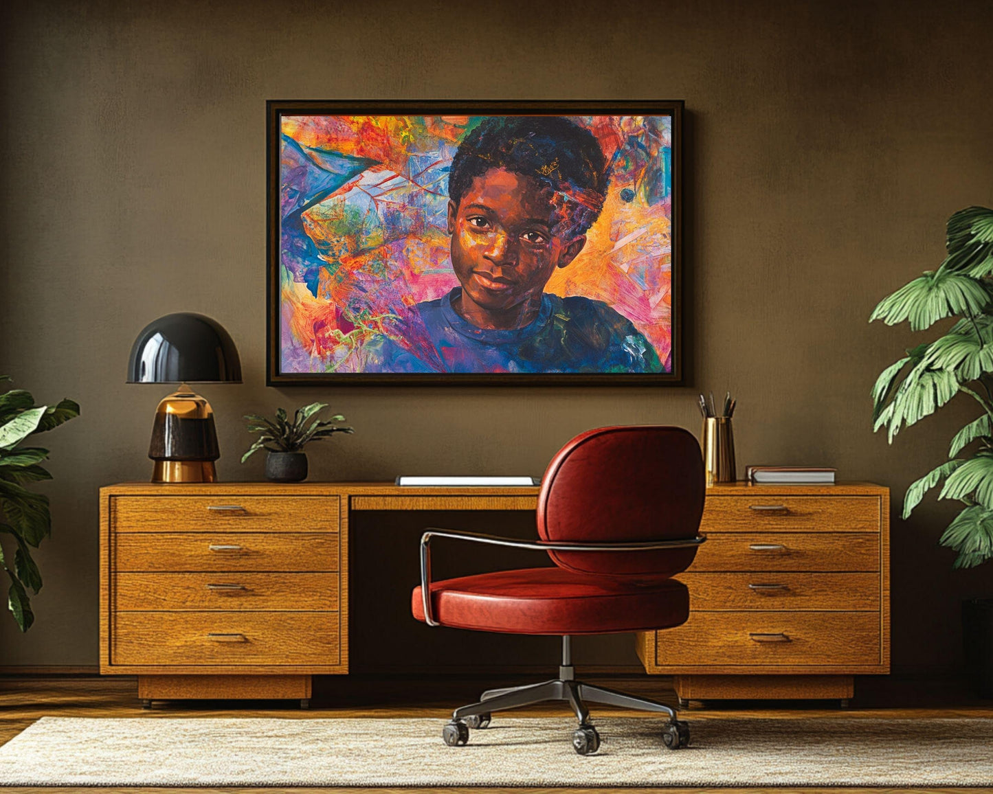 Colorful Portrait of Black Boy | Afrocentric Abstract Wall Art | Inspirational Art for Modern Homes & Creative Spaces