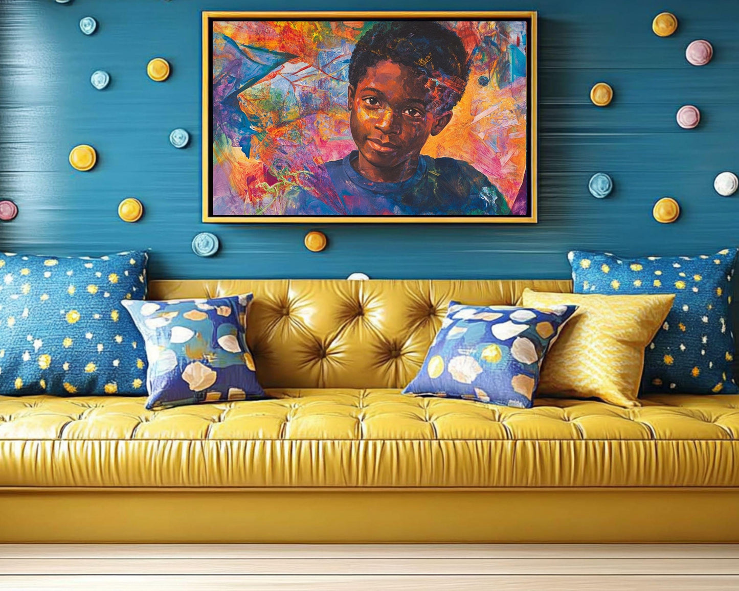 Colorful Portrait of Black Boy | Afrocentric Abstract Wall Art | Inspirational Art for Modern Homes & Creative Spaces