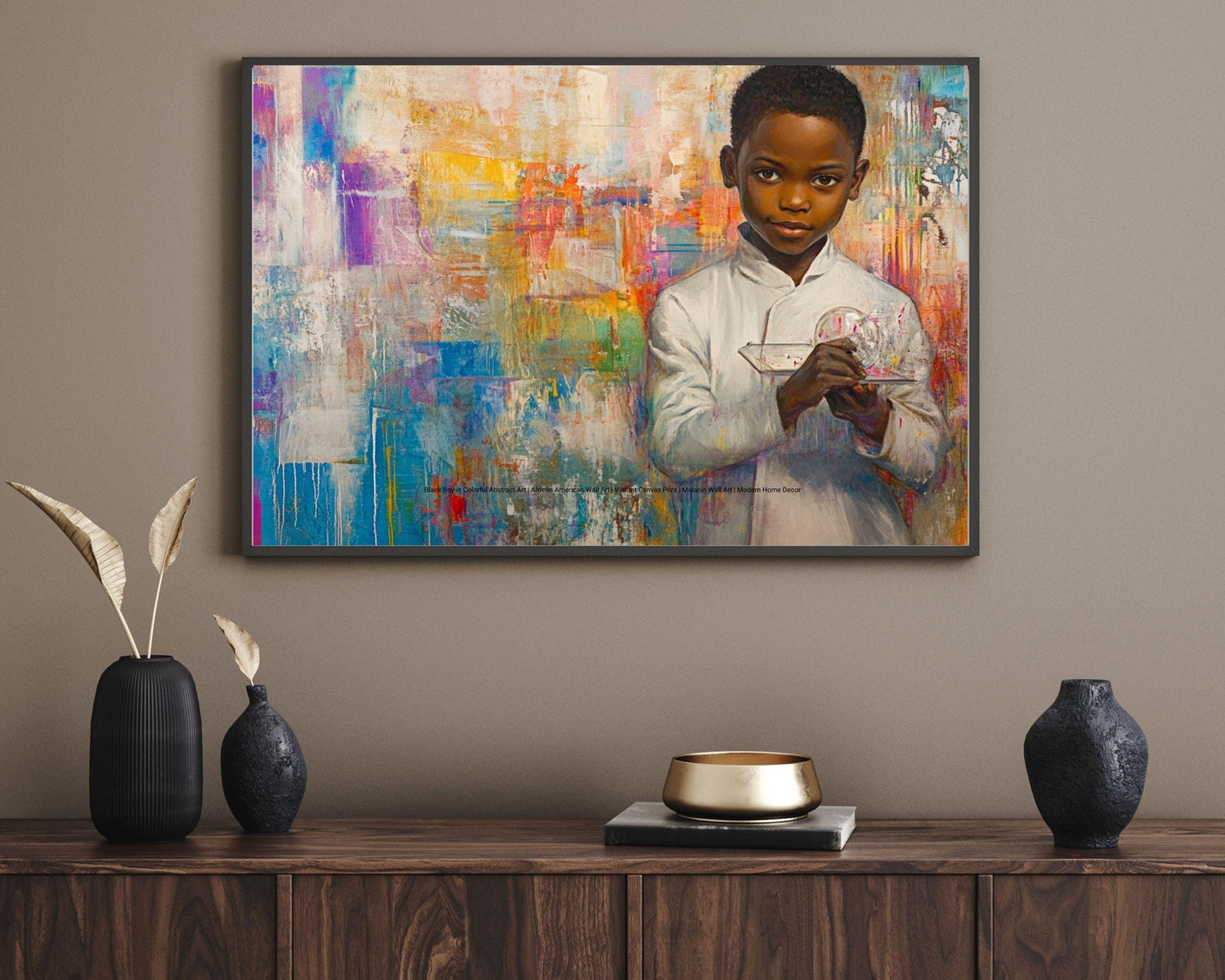 Young Black Scientist Portrait | Afrocentric Abstract Wall Art | Inspirational Art for Kids' Rooms & Educational Spaces