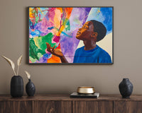 Vibrant abstract canvas art showcasing dynamic colors, perfect as African American wall art for any modern space.