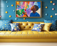 Vibrant abstract canvas art featuring bold colors, perfect as African American wall art for modern decor.