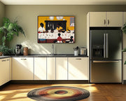 Family Dinner Folk African American canvas print by MoomZee Artwork