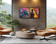Vibrant Black Boy Portrait cultural wall decor print by MoomZee Artwork