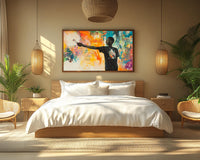 Colorful abstract canvas art featuring vibrant shapes, ideal as african american wall art for modern decor.