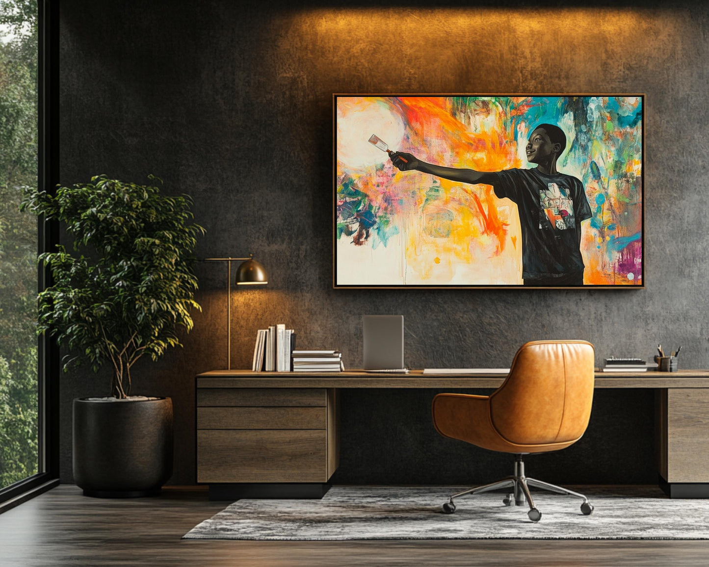 Joyful Black Boy Painting | Vibrant Abstract African American Art | Colorful Canvas Print | Melanin-Inspired Wall Decor | Uplifting Home Art