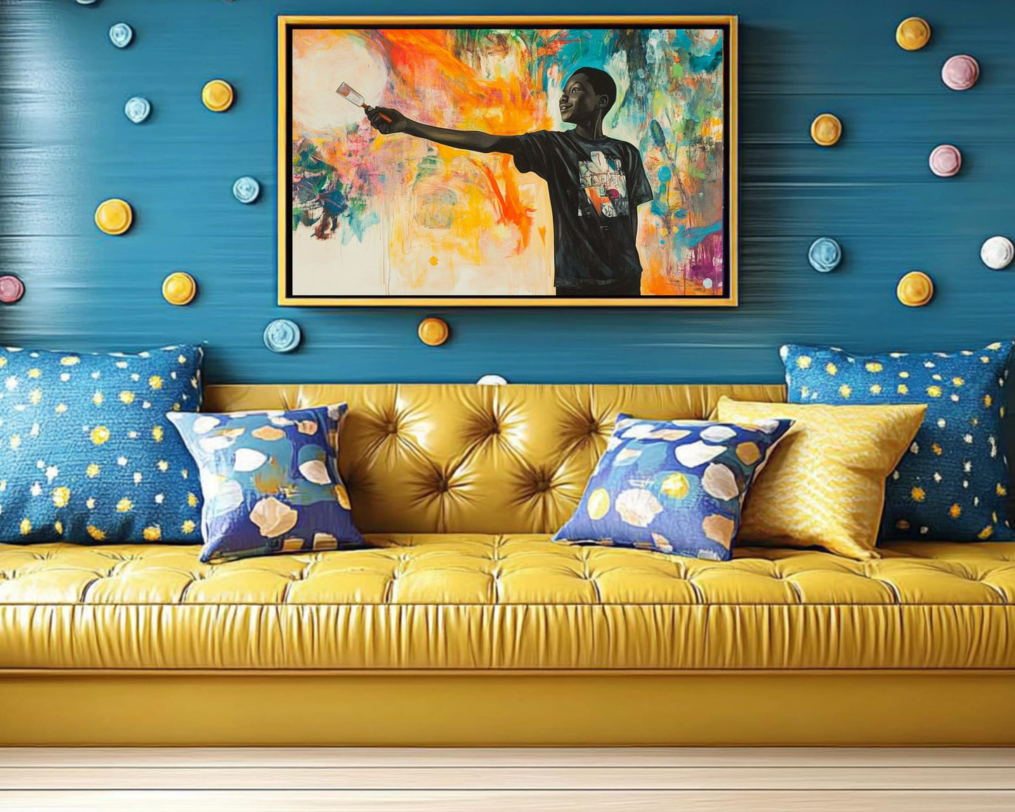 Joyful Black Boy Painting | Vibrant Abstract African American Art | Colorful Canvas Print | Melanin-Inspired Wall Decor | Uplifting Home Art