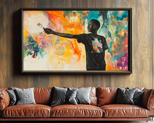 Joyful Black Boy Painting | Vibrant Abstract African American Art | Colorful Canvas Print | Melanin-Inspired Wall Decor | Uplifting Home Art