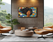 Black Woman Natural Hair African American wall art canvas print by MoomZee Artwork