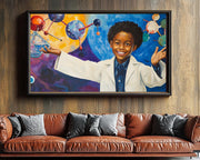 Alternate view of Black Child Future Scientist Black children wall art canvas print