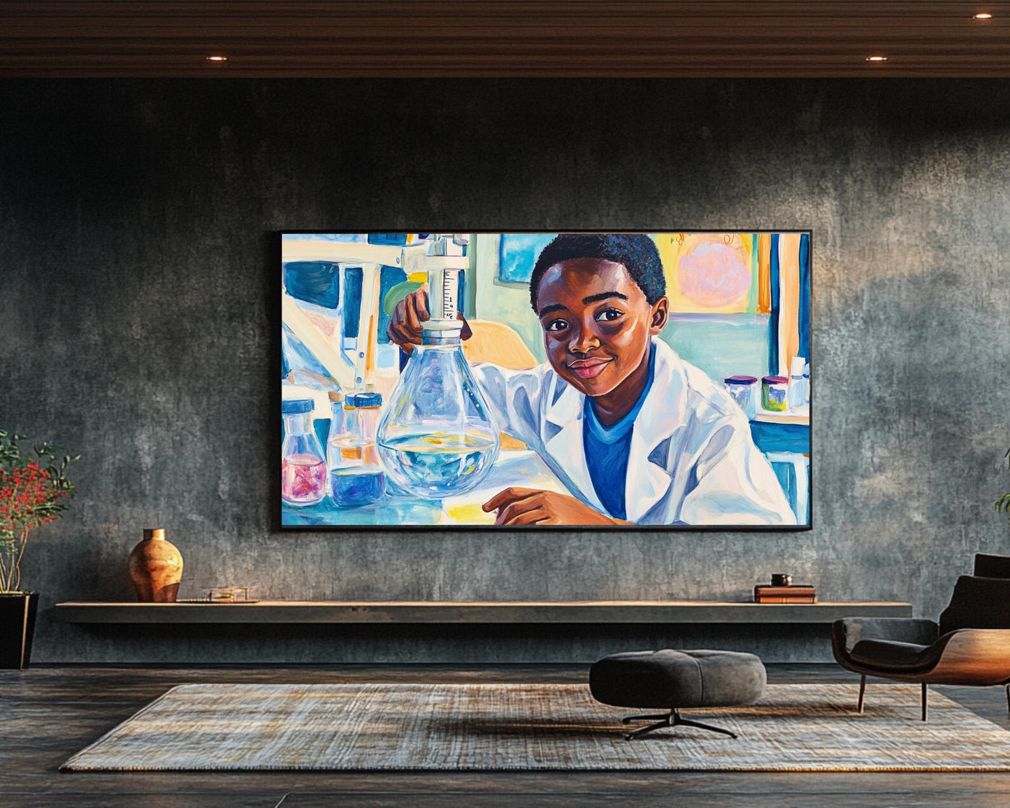 Young Black Scientist in Lab | African American Art | Inspiring Educational Canvas Print | Melanin Wall Art | Kids Room Decor