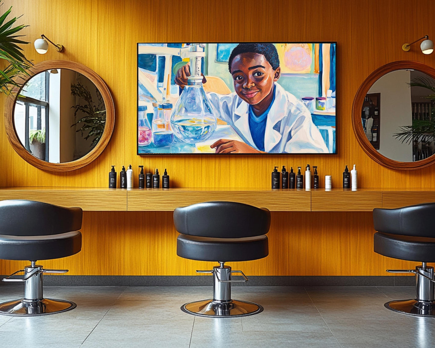 Young Black Scientist in Lab | African American Art | Inspiring Educational Canvas Print | Melanin Wall Art | Kids Room Decor