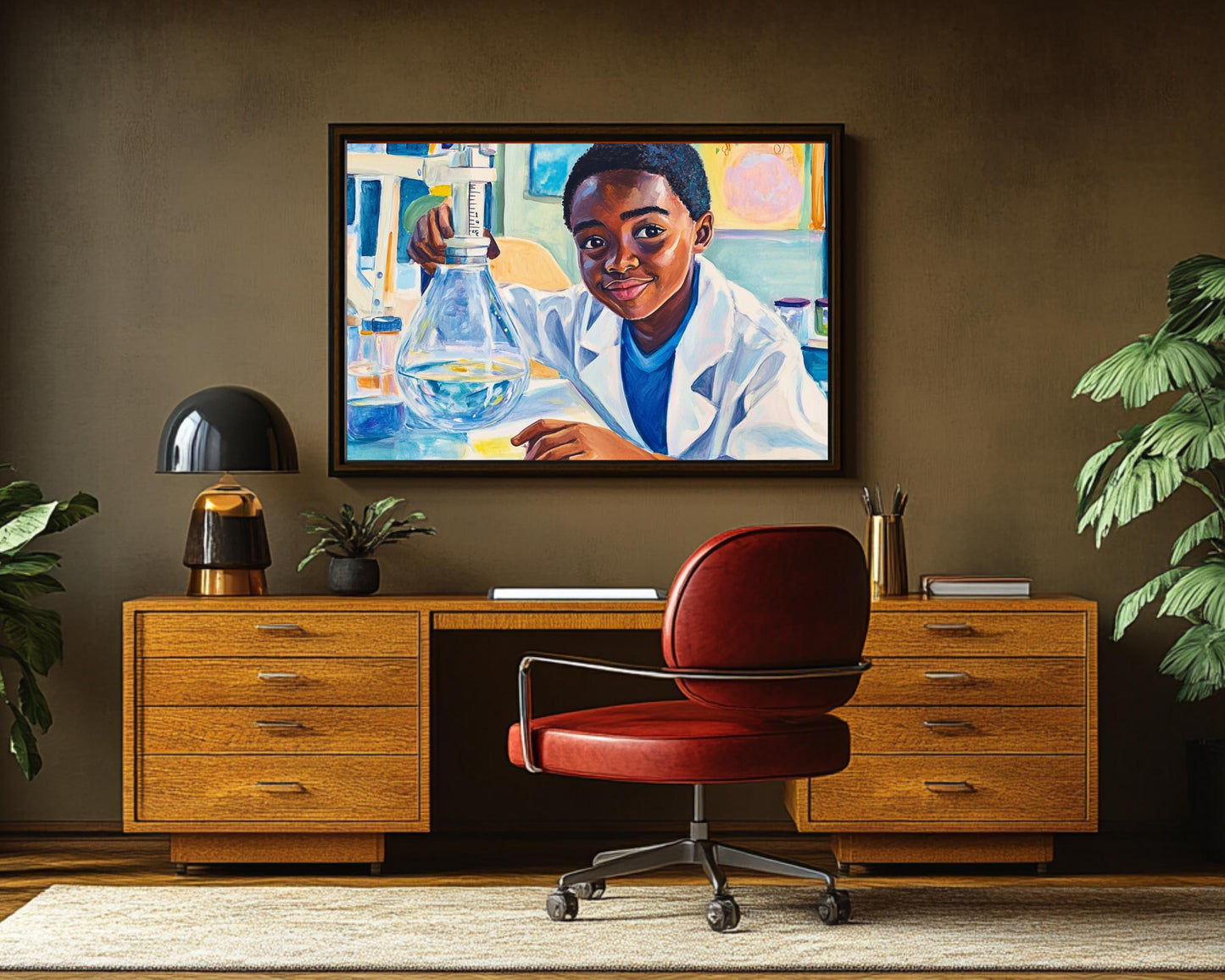 Young Black Scientist in Lab | African American Art | Inspiring Educational Canvas Print | Melanin Wall Art | Kids Room Decor