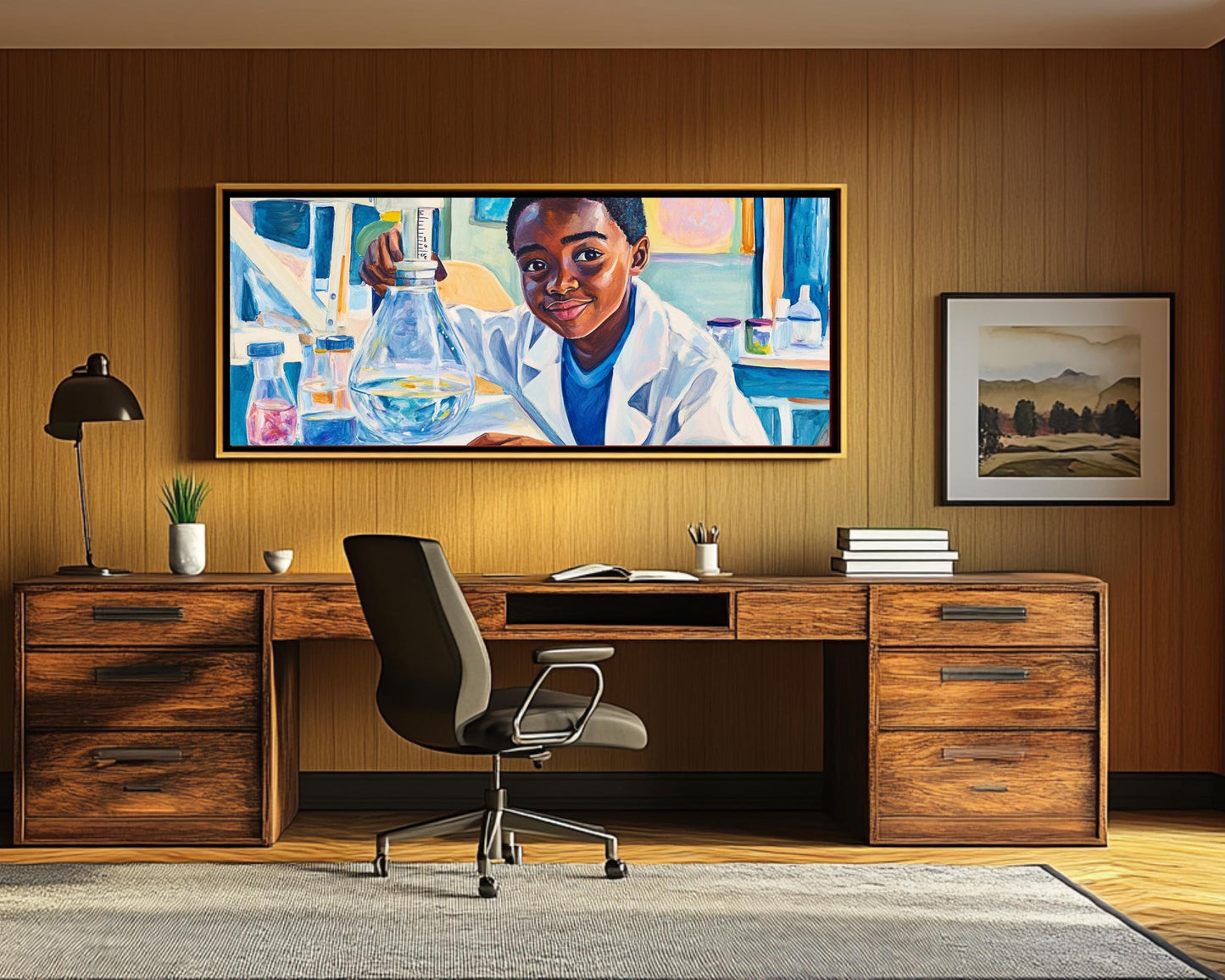 Young Black Scientist in Lab | African American Art | Inspiring Educational Canvas Print | Melanin Wall Art | Kids Room Decor