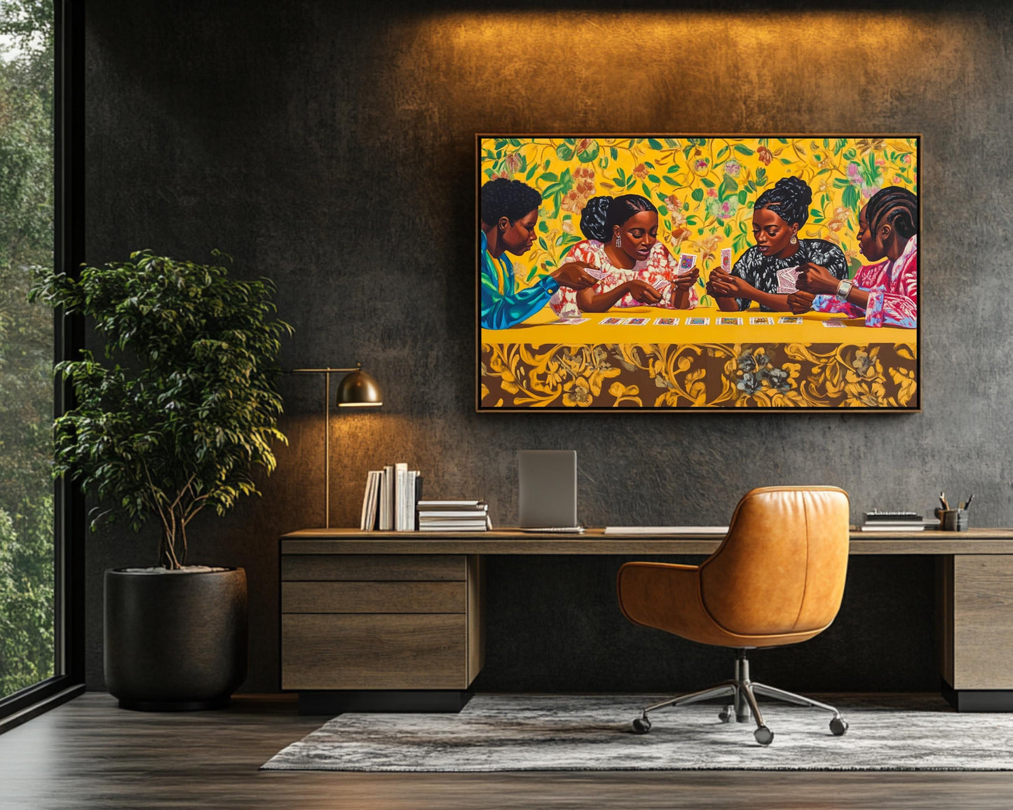 Young Black Women Playing Cards | African American Art | Vibrant Social Canvas Print | Melanin Wall Art | Modern Home Decor