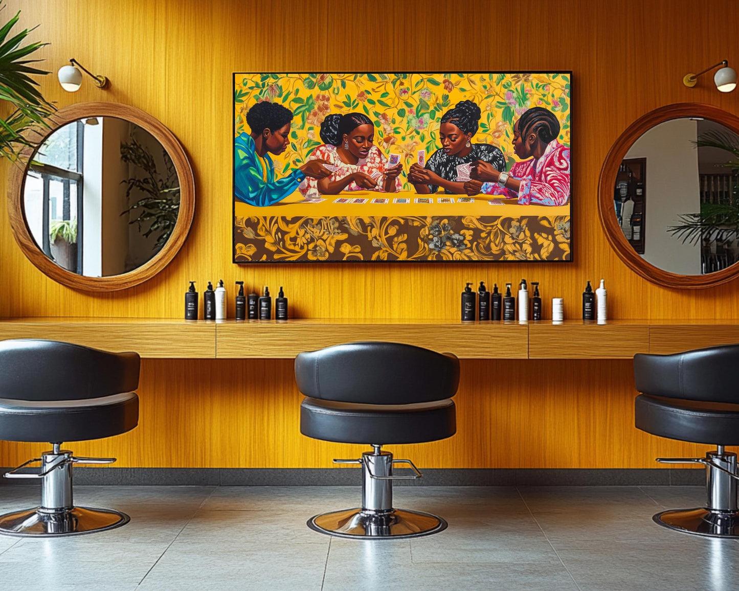 Young Black Women Playing Cards | African American Art | Vibrant Social Canvas Print | Melanin Wall Art | Modern Home Decor