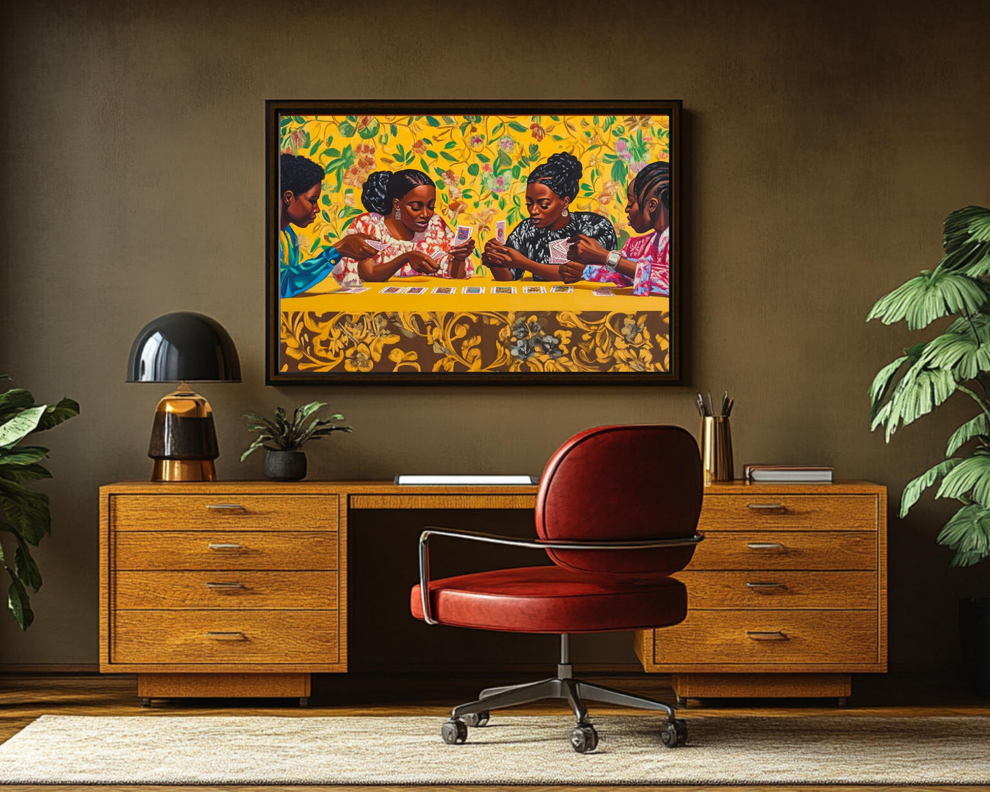 Young Black Women Playing Cards | African American Art | Vibrant Social Canvas Print | Melanin Wall Art | Modern Home Decor