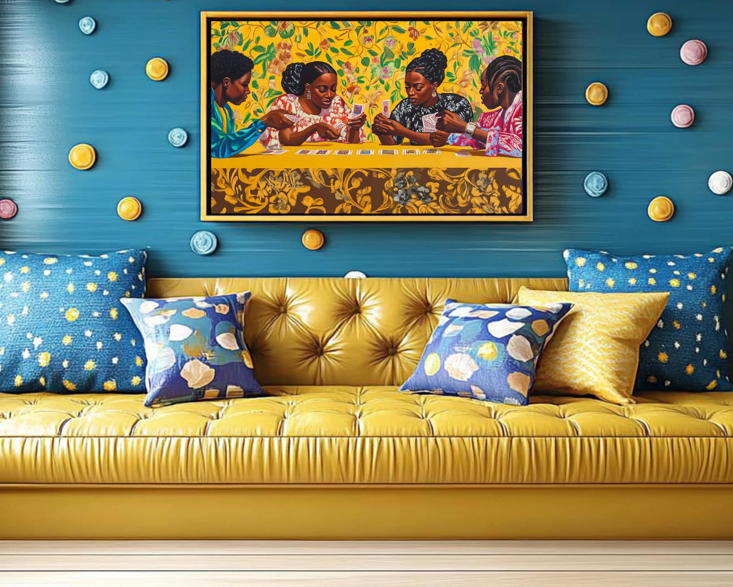 Young Black Women Playing Cards | African American Art | Vibrant Social Canvas Print | Melanin Wall Art | Modern Home Decor