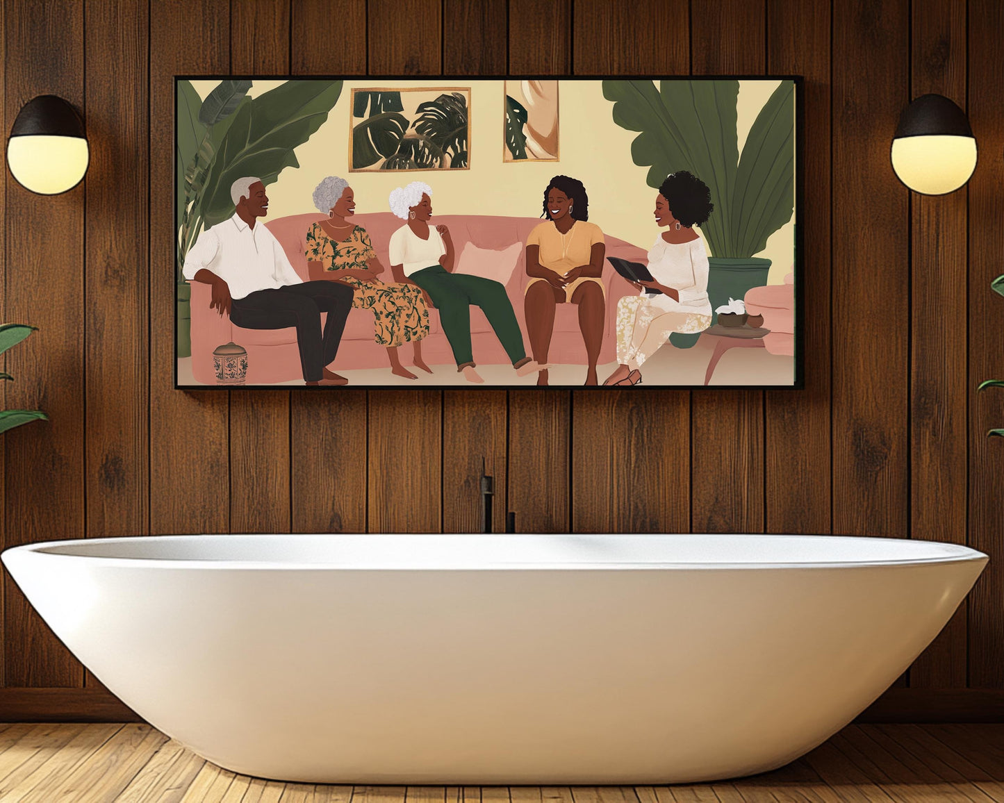 Multi-Generational Black Family Gathering | African American Art | Warm Family Canvas Print | Melanin Wall Art | Home Decor