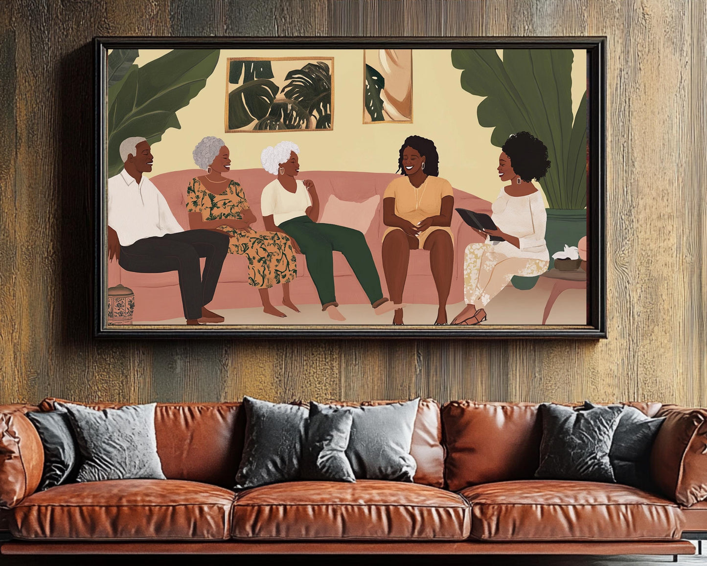 Multi-Generational Black Family Gathering | African American Art | Warm Family Canvas Print | Melanin Wall Art | Home Decor