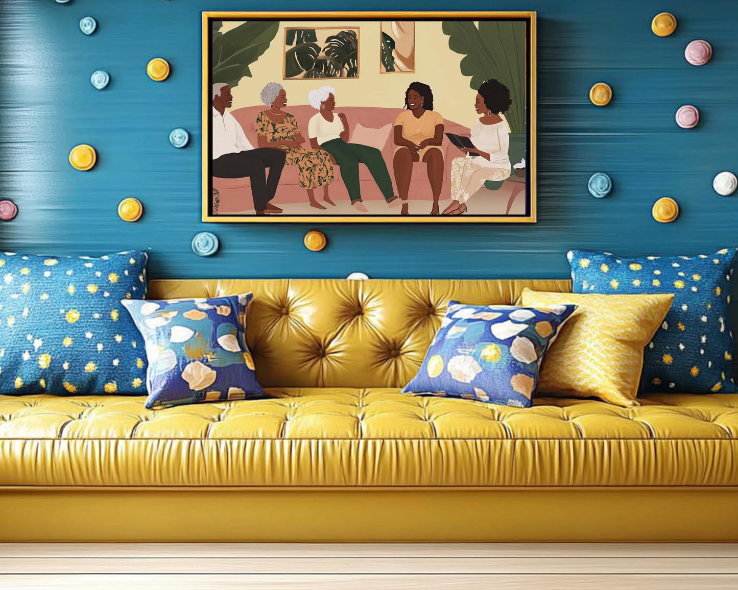 Multi-Generational Black Family Gathering | African American Art | Warm Family Canvas Print | Melanin Wall Art | Home Decor