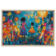 Mother Daughter Black Family cultural wall decor print by MoomZee Artwork