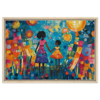 Colorful abstract painting featuring vibrant shapes, perfect as african american wall art for a modern decor.