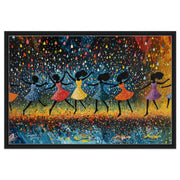 Dancing Black Girls in Rain Black children wall art canvas print by MoomZee Artwork