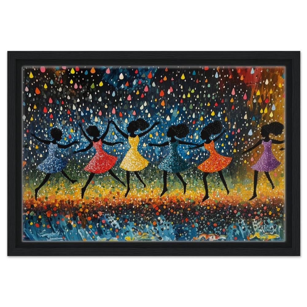 Dancing Black Girls in Rain African American Wall Art