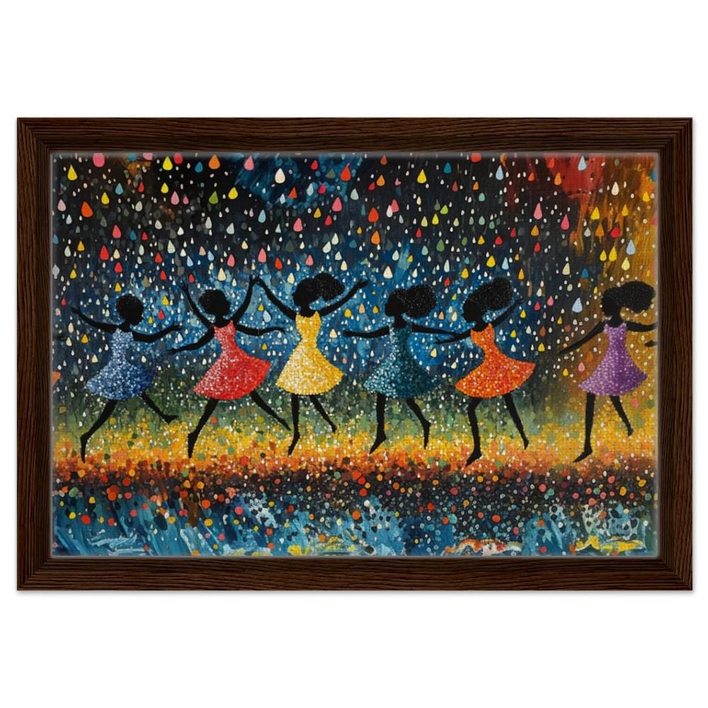 Dancing Black Girls in Rain African American Wall Art