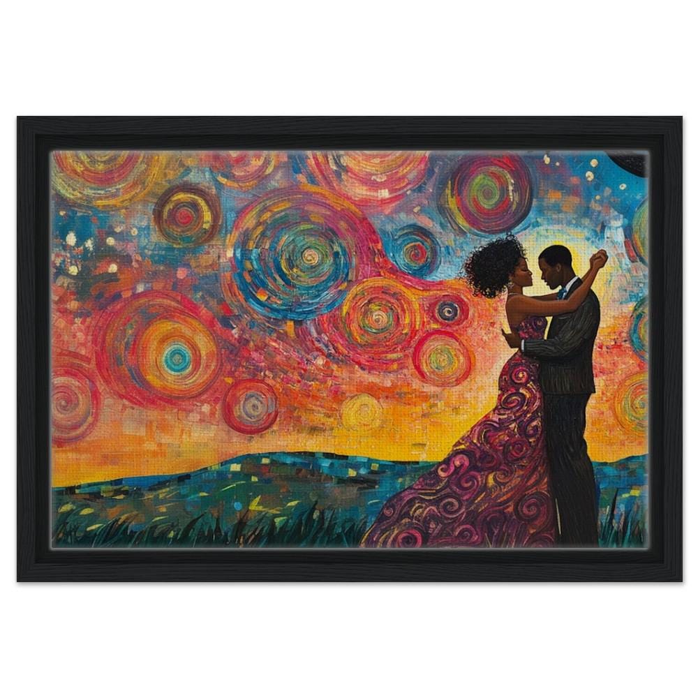 Romantic Black Couple African American Love Wall Art