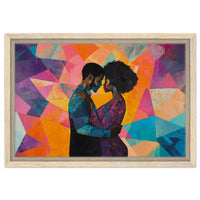 African American wall painting of Black couple in warm embrace