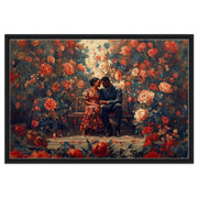Romantic Black Couple Surrounded by Flowers Black love wall art canvas print by MoomZee Artwork
