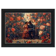 Romantic Black Couple Surrounded by Flowers Black love wall art for home decor