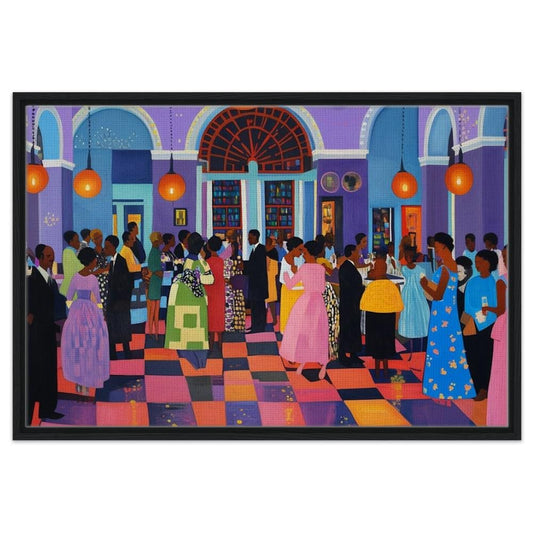 Framed Black Family Reunion Art | African American Celebration Canvas | Vibrant Gathering Wall Decor | Modern Home Art