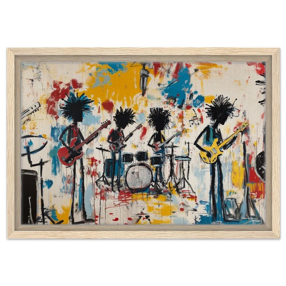 Abstract Black Musicians Jam Session Art | African American Music Canvas | Bold Music Wall Art | Vibrant African Art