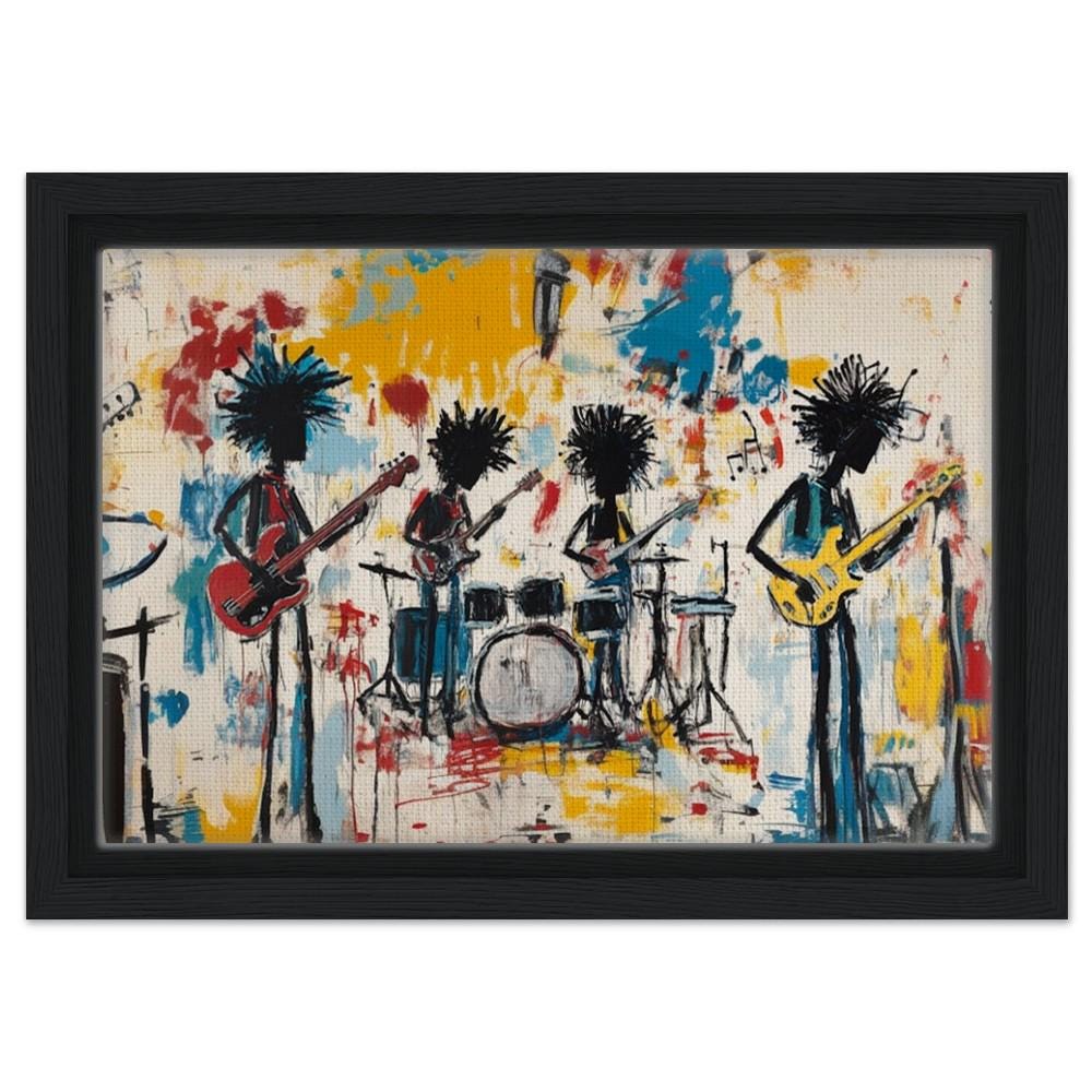 Abstract Black Musicians Jam Session Art | African American Music Canvas | Bold Music Wall Art | Vibrant African Art