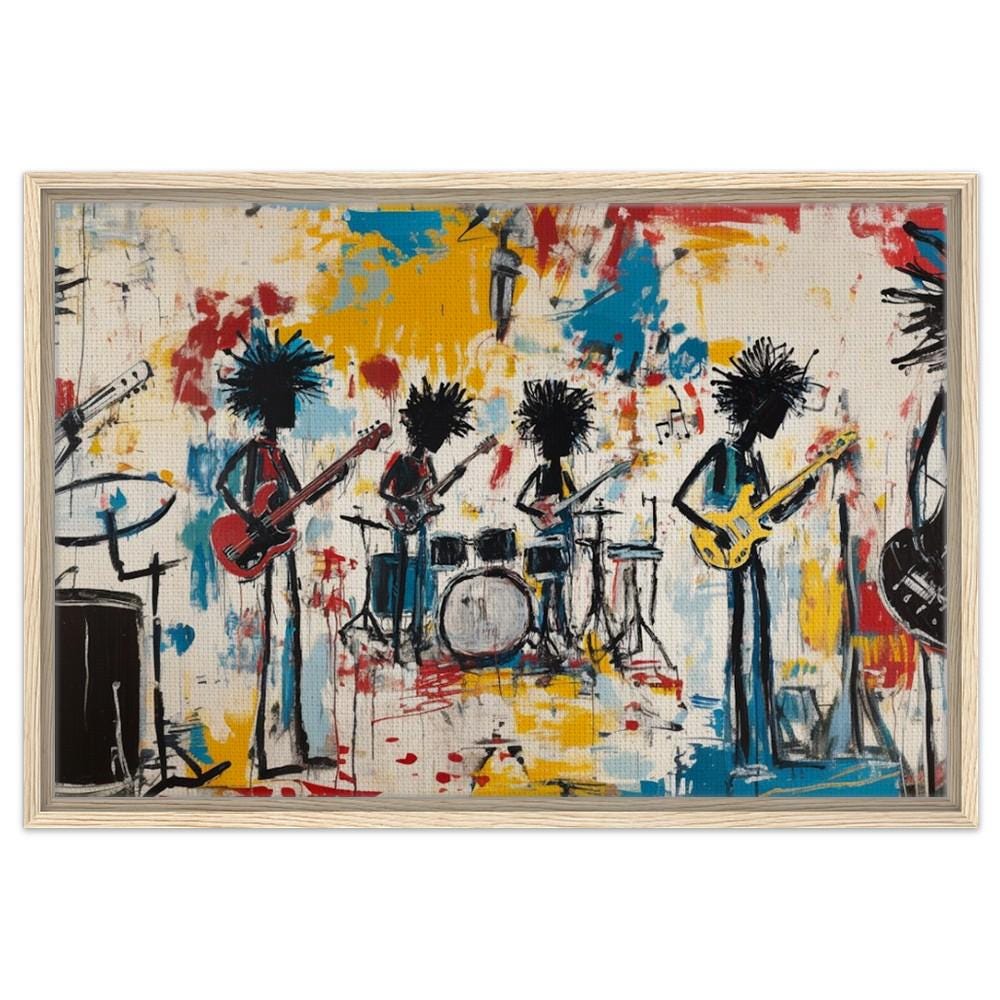 Abstract Black Musicians Jam Session Art | African American Music Canvas | Bold Music Wall Art | Vibrant African Art