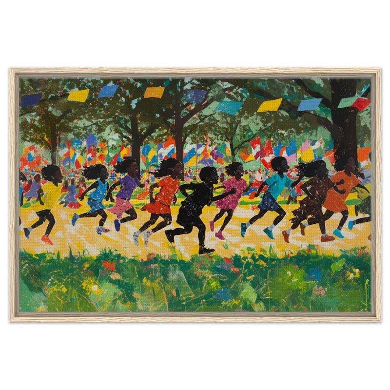 Joyful Black Children African American Wall Art Canvas