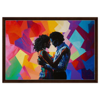 Vibrant abstract portrait canvas art, showcasing African American wall art with bold colors and dynamic shapes.